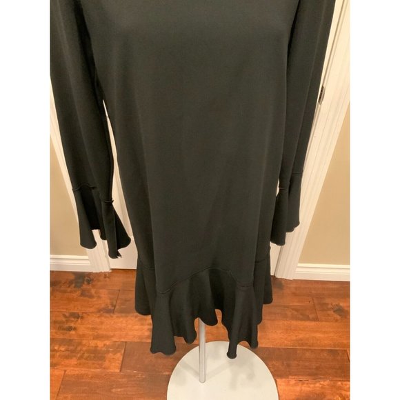 Theory Black Long Flare Sleeves Mini Shift Dress, Size 6 - Picture 3 of 8